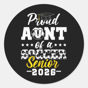 Sticker Rond Tante fière d'un senior de football 2026 Cadeau de