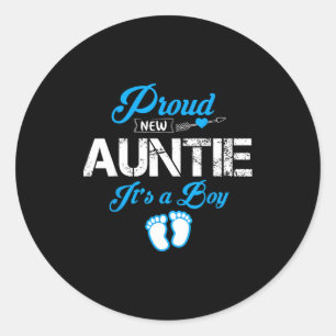 Sticker Rond Tante fière nouvelle C'est un garçon Révélation de