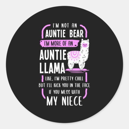 Sticker Rond Tante Llama (Devant)