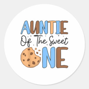 Sticker Rond Tante Of The Sweet One Cookies & Milk 1st Bir