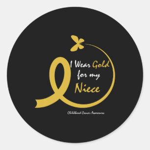 Sticker Rond Tante Oncle Porte Or Pour Ma Nièce Cancer De L'Enf