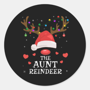 Sticker Rond Tante Reindeer Famille Correspondant Noël Tante Au
