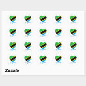 Sticker Rond Tanzanie - Coeur du drapeau (Feuille)