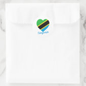 Sticker Rond Tanzanie - Coeur du drapeau (Sac)