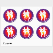 Sticker Rond Tapez les danseurs sur un arrière - plan multicolo (Feuille)