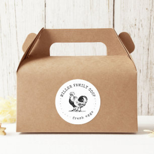 Sticker Rond Tapis Rustique Famille de machines à écrire Poulet