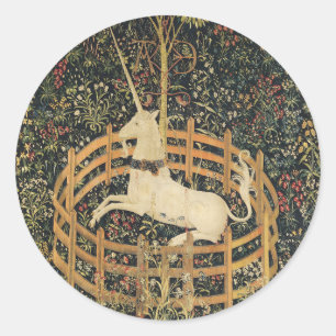 Sticker Rond Tapisseries Unicorne Tapisserie classique