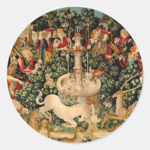 Sticker Rond Tapisseries Unicorne Trouvé Légende Mythique