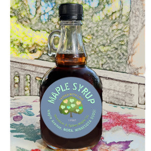Sticker Rond Tappé avec l'amour Sirop d'érable Arbre & Coeurs
