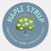 Sticker Rond Tappé avec l'amour Sirop d'érable Arbre & Coeurs (Devant)
