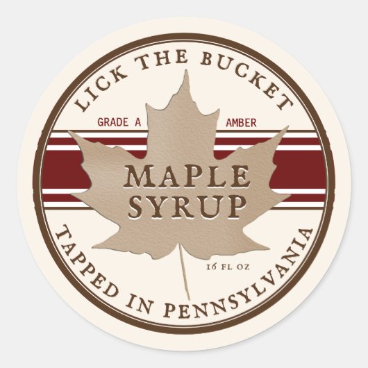 Sticker Rond Tappé Pennsylvanie sirop d'érable Kraft Leaf Cla (Devant)