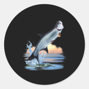 Sticker Rond Tarpon Fish Fresh Water Wildlife Hunting Fishing