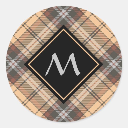 Sticker Rond Tartan beige et Brown (Devant)