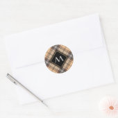 Sticker Rond Tartan beige et Brown (Enveloppe)