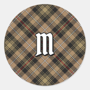 Sticker Rond Tartan de chasse marron Clan MacKenzie