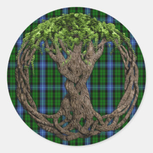 Sticker Rond Tartan de MacIntyre de clan et arbre de la vie