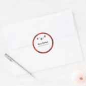 Sticker Rond Tartan de Noël et bauble (Enveloppe)