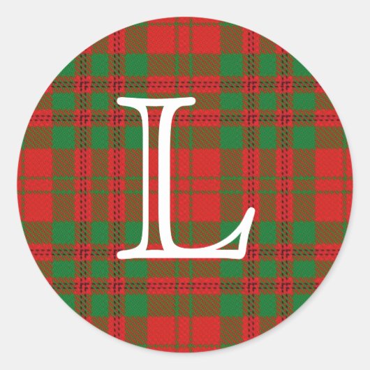 Sticker Rond Tartan écossais Clan Livingstone Avec Monogramme (Devant)