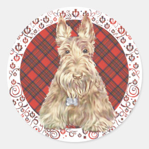 Sticker Rond Tartan écossais roux