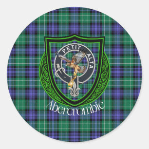 Sticker Rond Tartan et blason du clan écossais Abercrombie