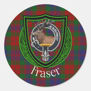 Sticker Rond Tartan et blason du clan écossais Fraser