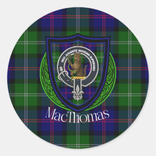 Sticker Rond Tartan et blason du clan écossais MacThomas