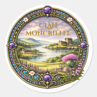 Sticker Rond Tartan et blason du clan écossais Moncrieffe