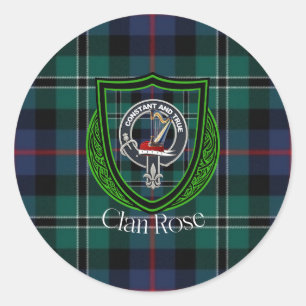 Sticker Rond Tartan et blason du clan écossais Rose