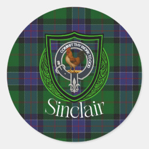 Sticker Rond Tartan et blason du clan écossais Sinclair