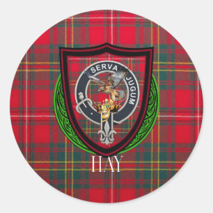 Sticker Rond Tartan et blason du clan Hay écossais