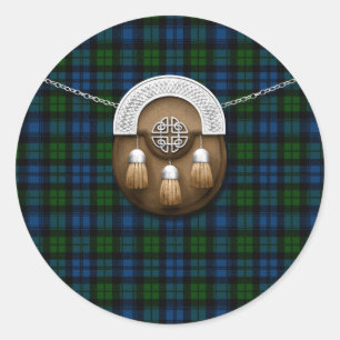 Sticker Rond Tartan et escarcelle militaires de Campbell de