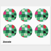 Sticker Rond Tartan moderne coloré Plaid Noël (Feuille)