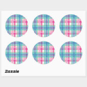 Sticker Rond Tartan, motif de plaid (Feuille)