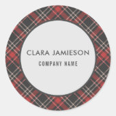 Sticker Rond Tartan Motif Plaid Entreprise Nom (Devant)