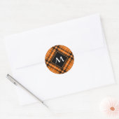 Sticker Rond Tartan orange d'Halloween (Enveloppe)