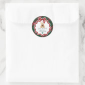 Sticker Rond Tartan Plaid Christmas Bear Birthday Envelope Seal (Sac)