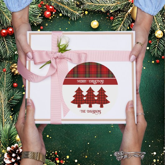 Sticker Rond Tartan vert rouge