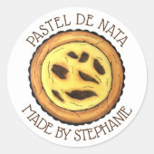 Sticker Rond Tarte à l'oeuf de garde portugaise Pastel Pastéis  (Devant)