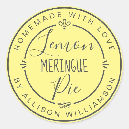Sticker Rond Tarte au citron meringuée maison moderne rustique (Devant)