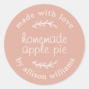 Sticker Rond Tarte aux pommes en pâtisserie maison rustique Ros