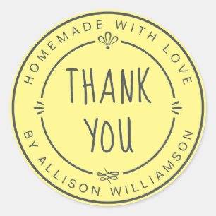 Sticker Rond Tarte aux pommes maison rustique jaune pastel