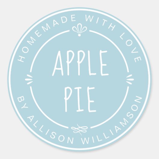 Sticker Rond Tarte aux pommes maison rustique Pastel Bleu Lumin (Devant)