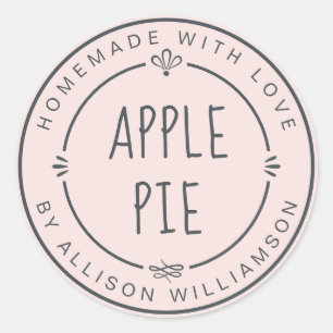 Sticker Rond Tarte aux pommes maison rustique pastel rose