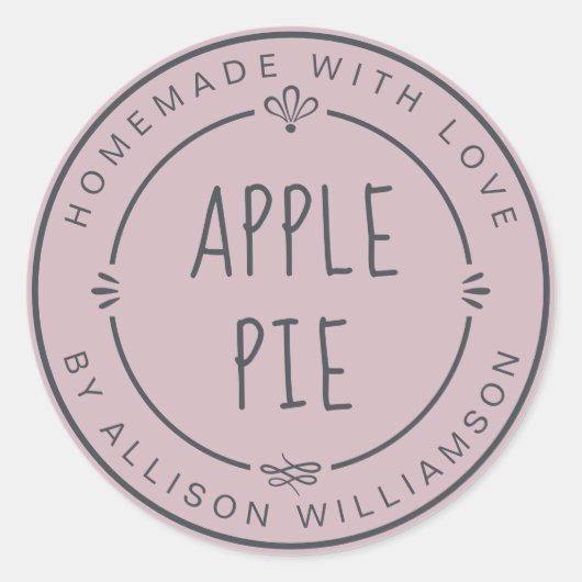 Sticker Rond Tarte aux pommes maison rustique pastel violet (Devant)