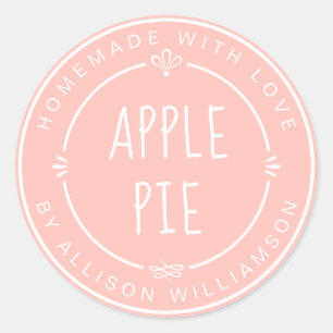 Sticker Rond Tarte aux pommes maison rustique rose pastel