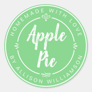 Sticker Rond Tarte aux pommes maison rustique verte
