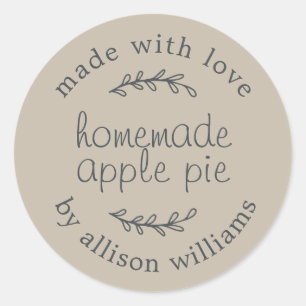 Sticker Rond Tarte aux pommes Pâtisseries maison rustiques Gris