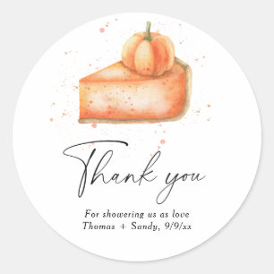 Sticker Rond Tarte citrouille - Baby shower Merci