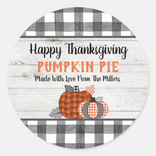 Sticker Rond Tarte Citrouille de Thanksgiving automne (Devant)