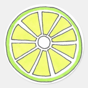 Sticker Rond Tarte Lime vert Tropical Citrus Fruit Slice Fruit